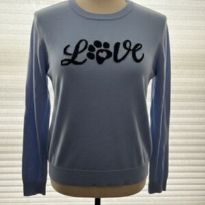Alashan Cashmere Puppy Love Crew Neck Sweater In blue size L NWT